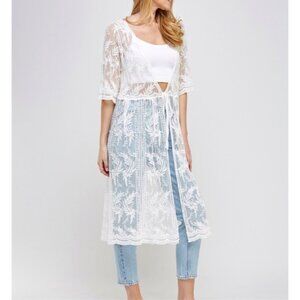 White Lace Kimono True Romance Full Length NWT